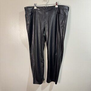 Old Navy Faux Leather Pants 20 Black High Rise OG Loose Stretch Holiday Party
